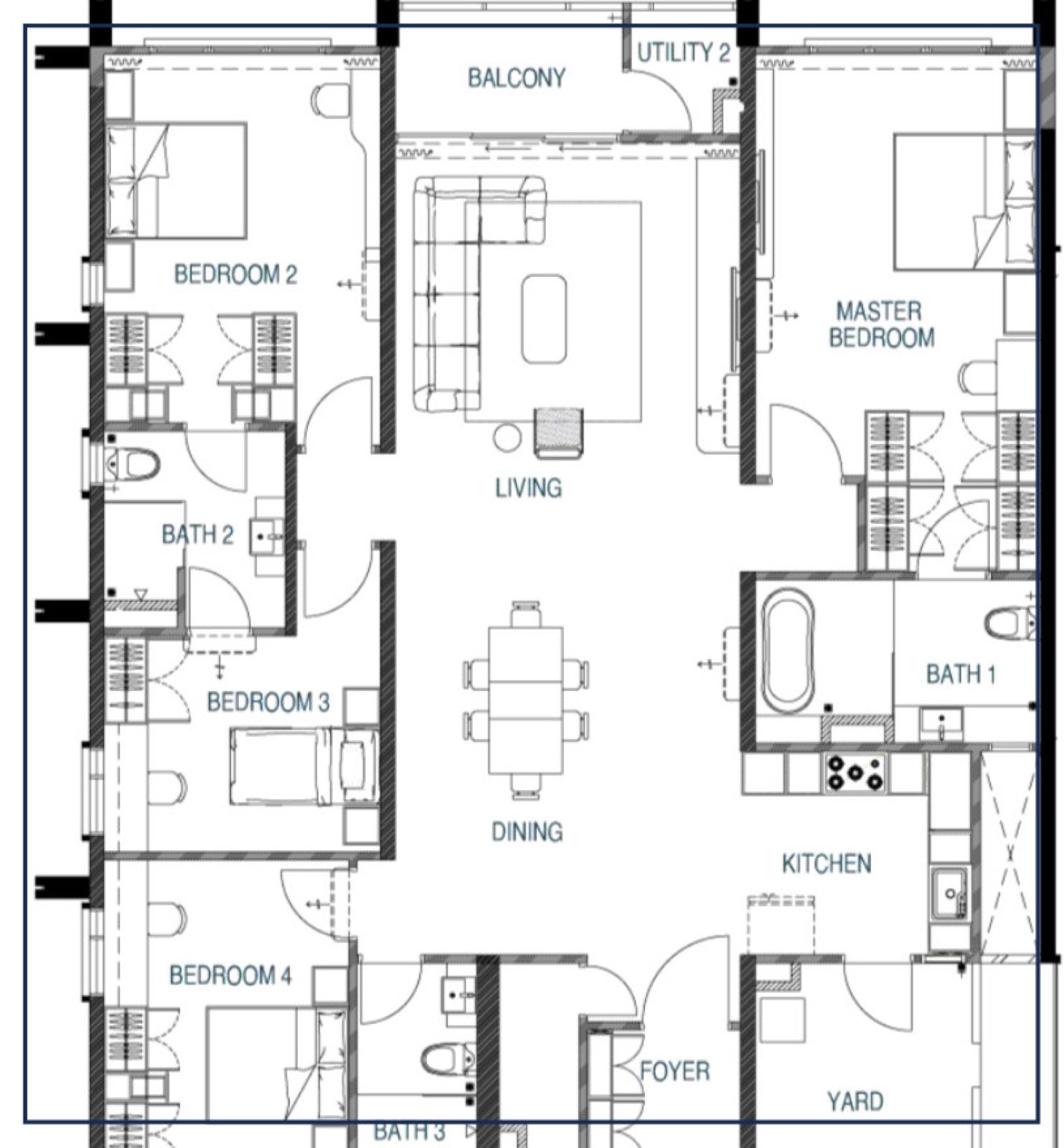 Waterstone Type A2 floor plan, 2,152 sq.ft