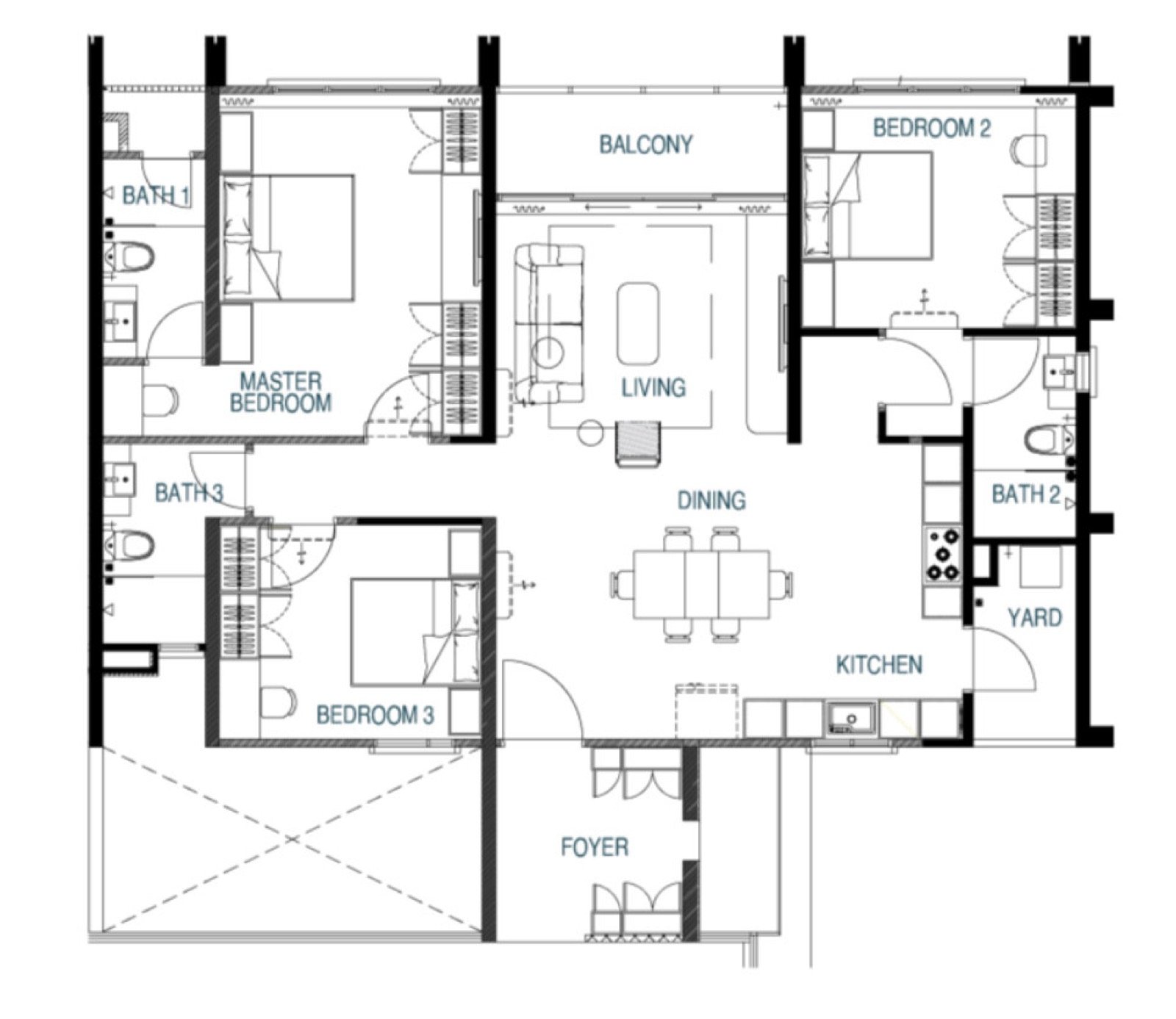 Waterstone Type B2 floor plan, 1,636 sq.ft