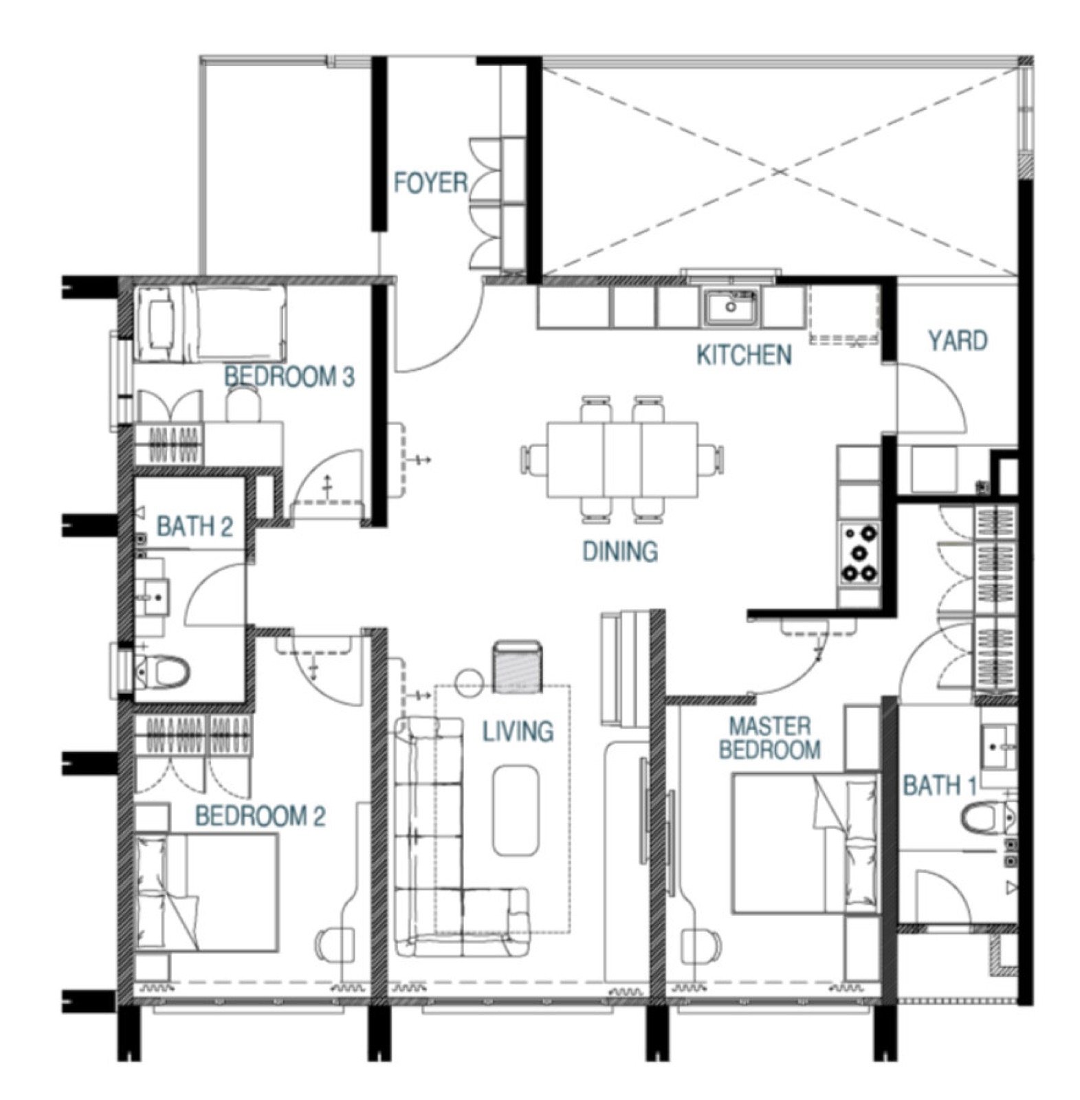 Waterstone Type C2 floor plan, 1,388 sq.ft